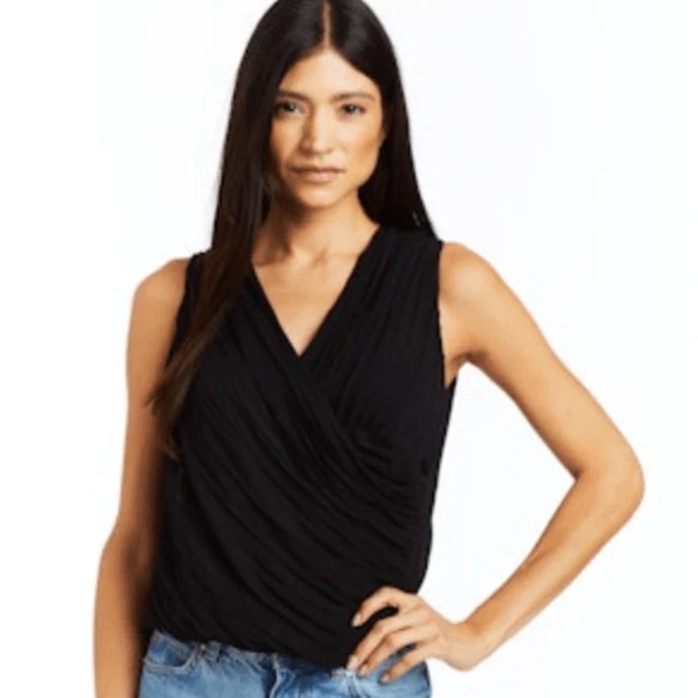 DREW Black Sleeveless Draped Tank Top